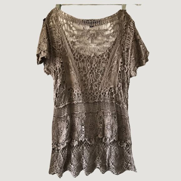 Vintage Crochet Hippie Beach Boho Cover Up Medium - Picture 3 of 10